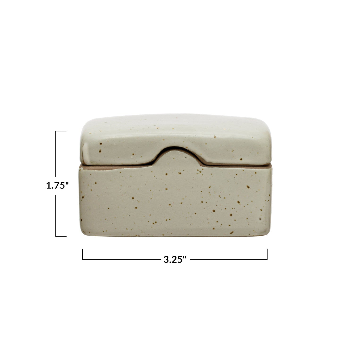 Stoneware Box w/ Lid, Reactive Glaze, White