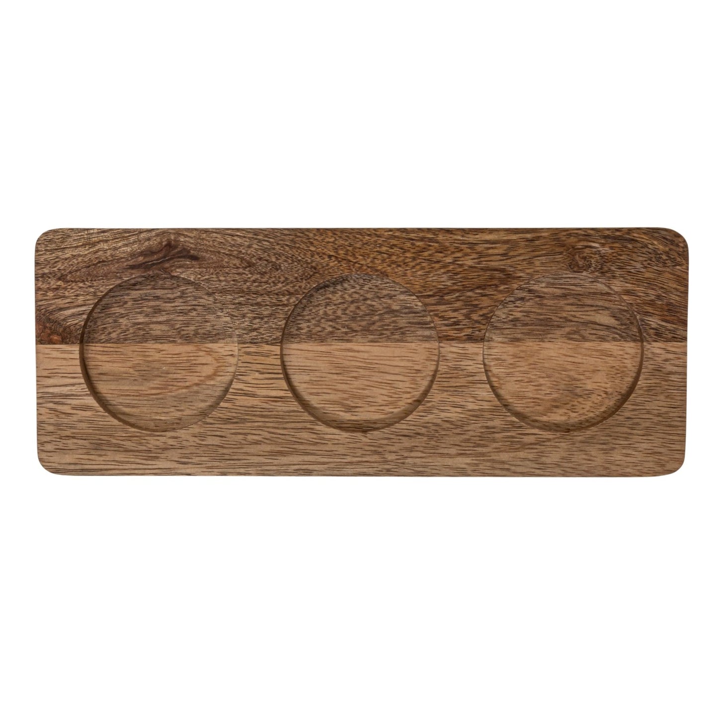 Mango Wood Tray w/ (3) 2 oz. Stoneware Bowls