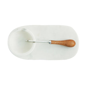 Marble Cheese/Serving Board w/ Marble Bowl & Canape Knife