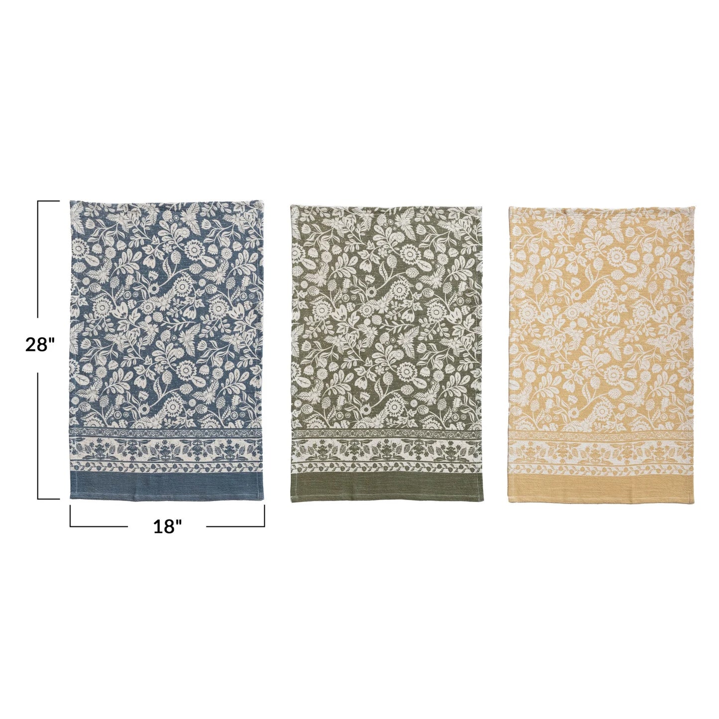 Cotton Printed Tea Towels w/ Floral Pattern