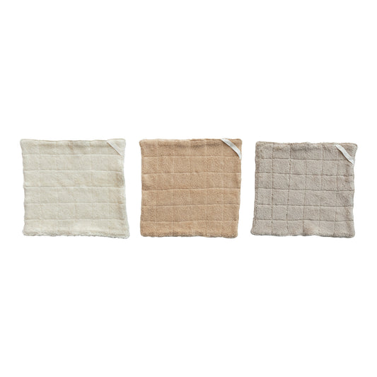 Quilted Cotton Terry Wash Cloth w/ Loop