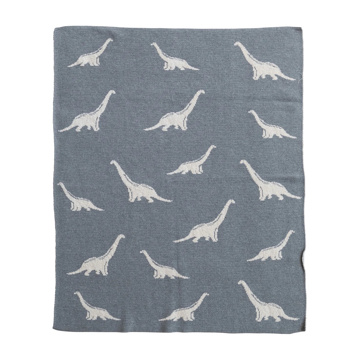 Cotton Knit Baby Blanket with Dinosaurs