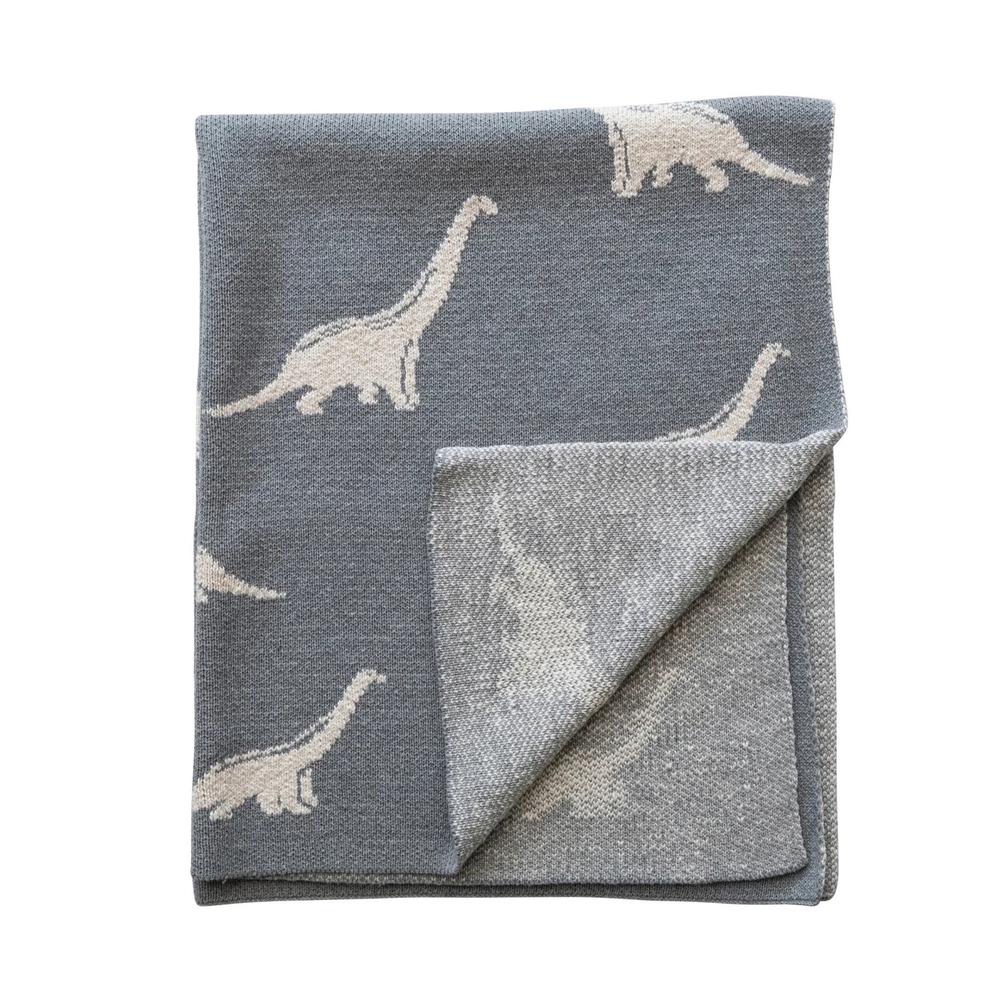 Cotton Knit Baby Blanket with Dinosaurs