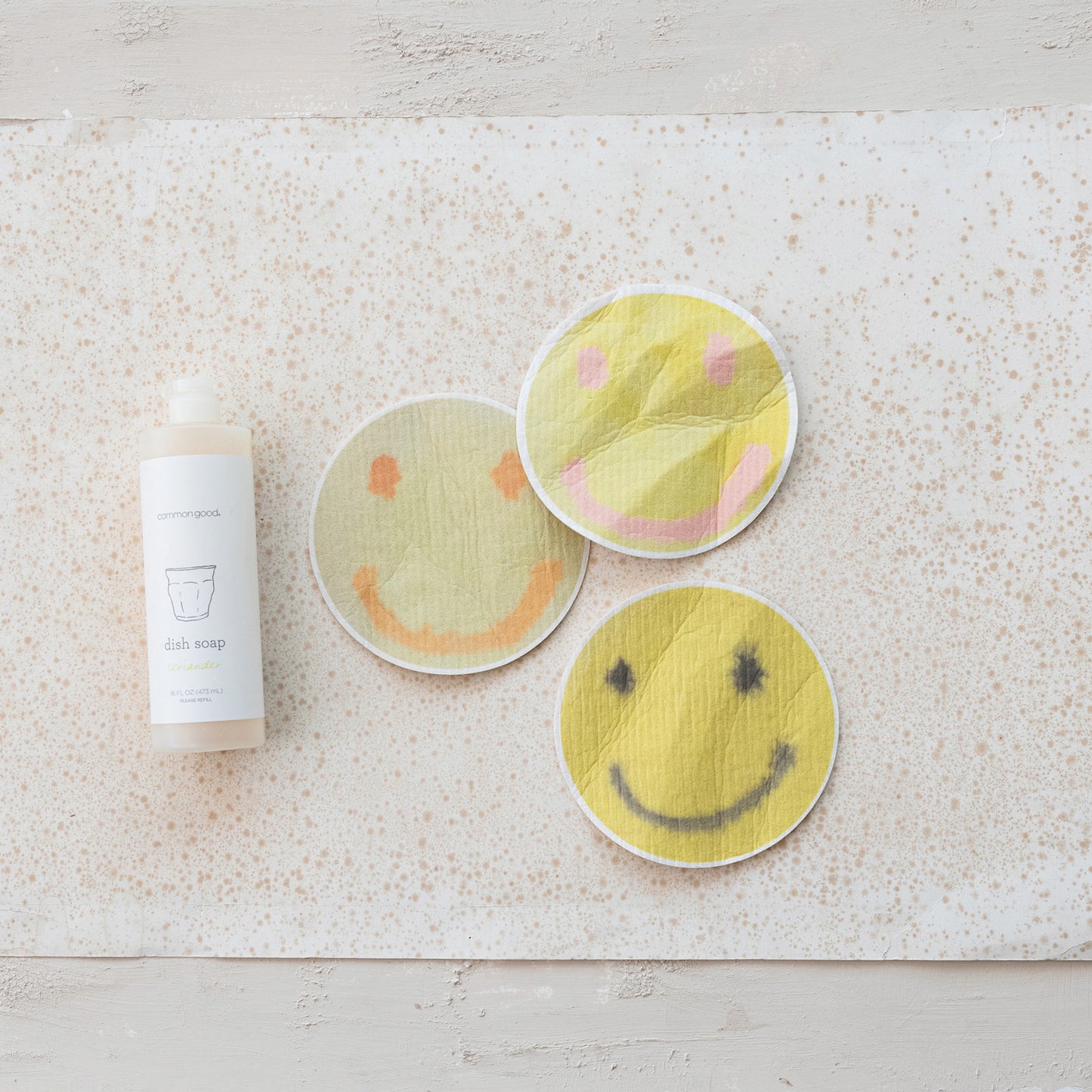 Reusable Cellulose Sponge Cloth with Smiley Face