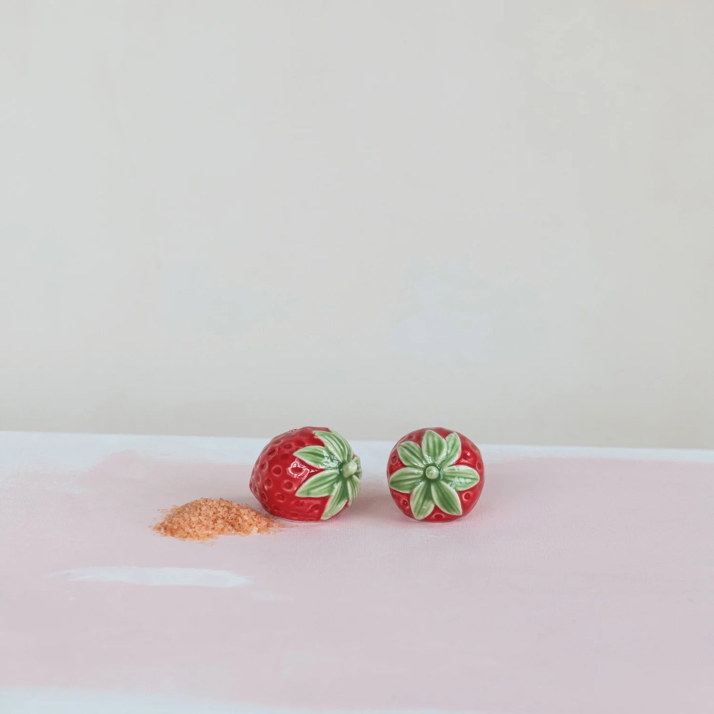 Hand-Painted Strawberry Shaped Salt & Pepper Shakers, Set of 2