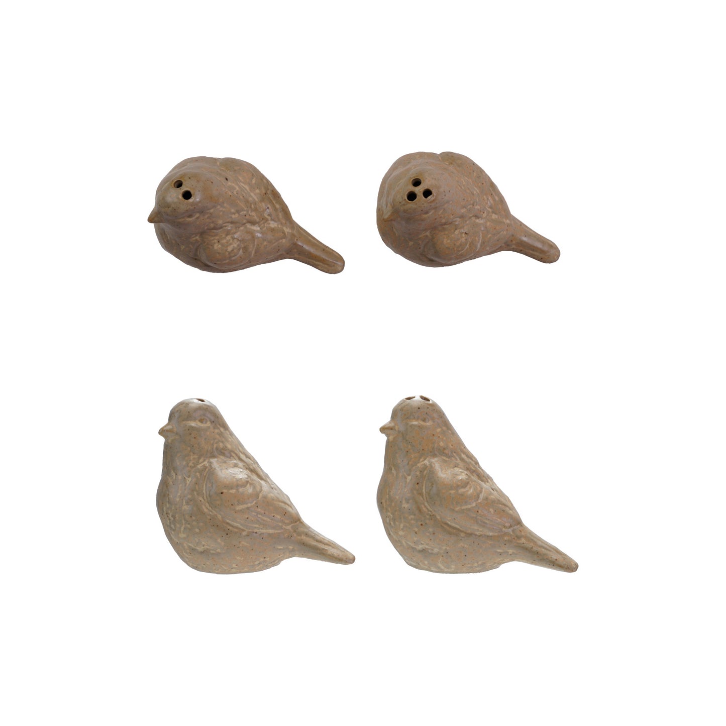 Debossed Stoneware Salt & Pepper Shakers, Set of 2