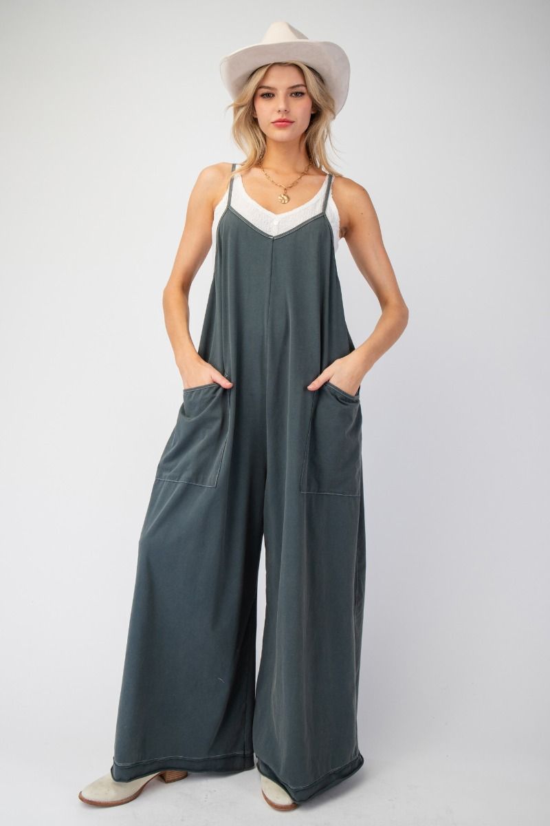 Mineral Washed Jumpsuit - Ash