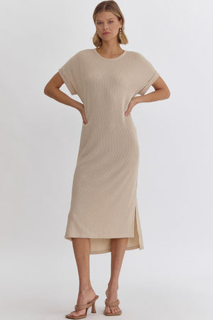 Ribbed Short Sleeve Dress