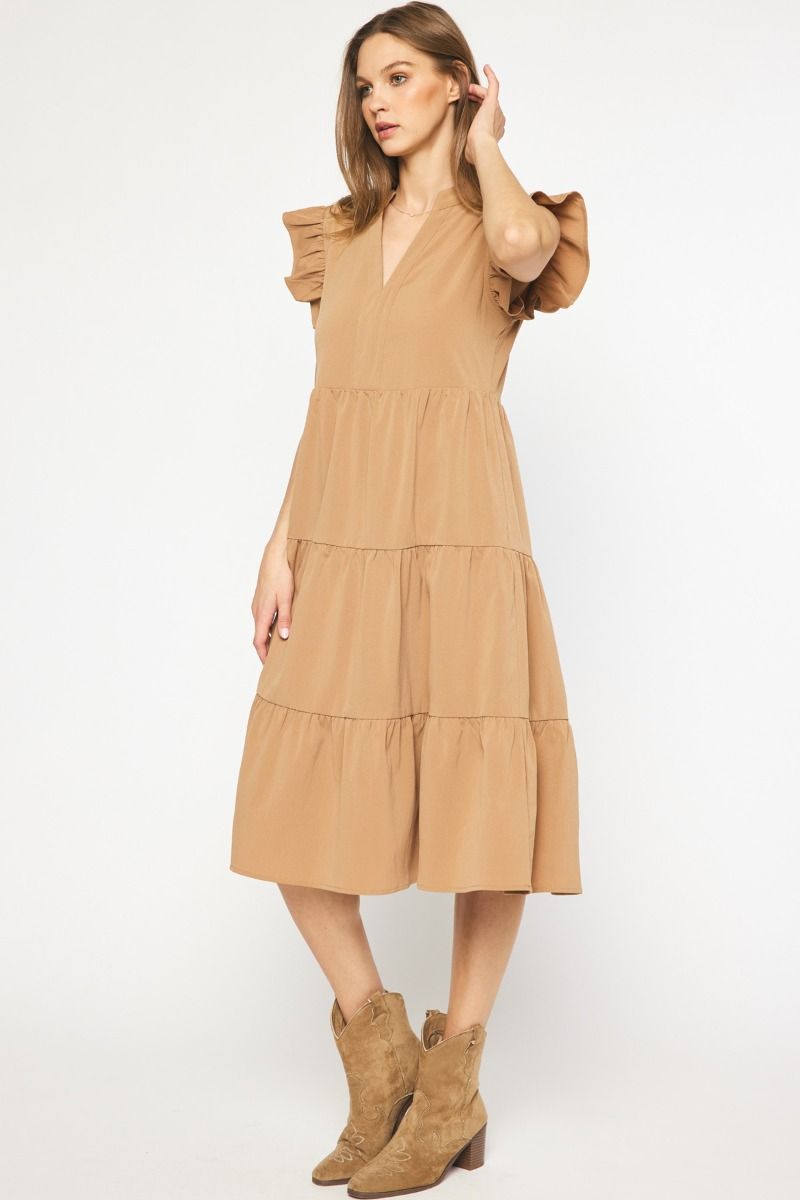 V-neck midi dress