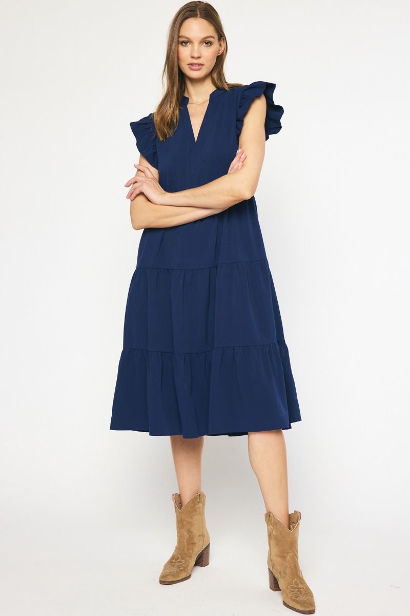 V-neck midi dress