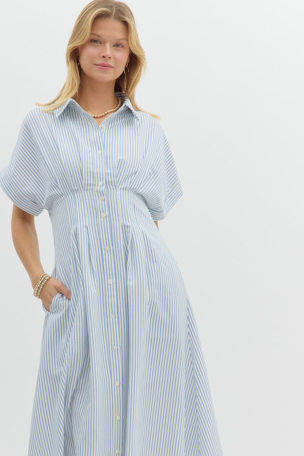 Stripe Print Midi Dress