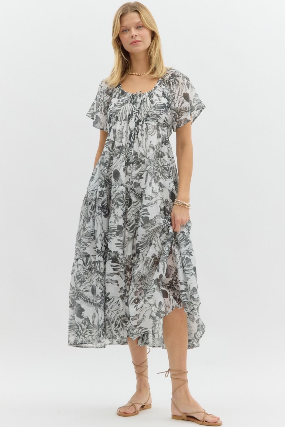 Flutter Sleeve Midi Dress