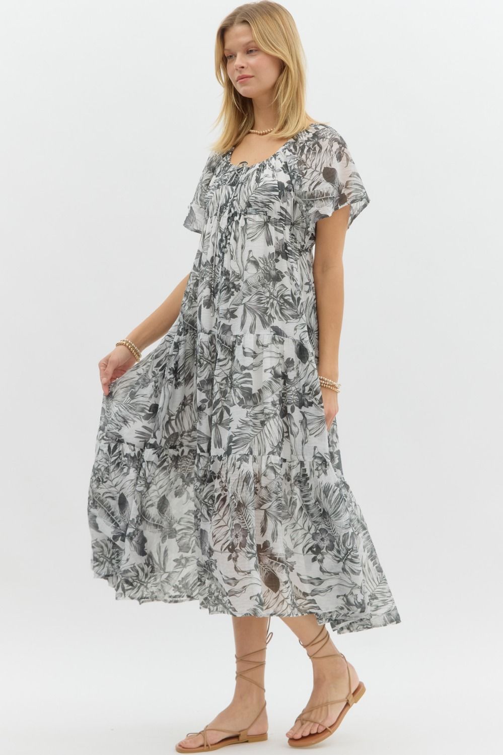 Flutter Sleeve Midi Dress