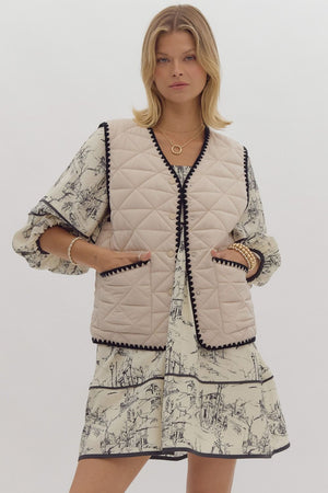 Quilted Snap Button Up Vest