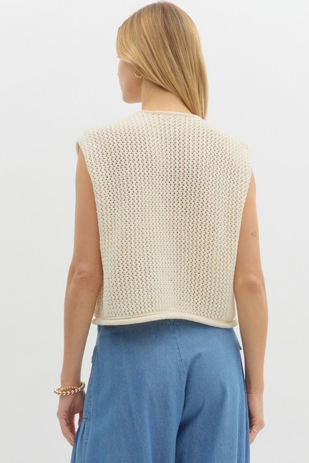 Knit Sweater Vest - Ecru