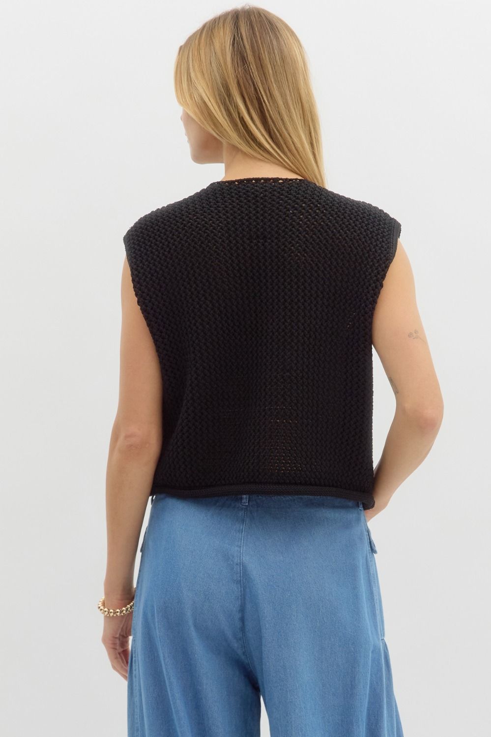 Knit Sweater Vest - Black