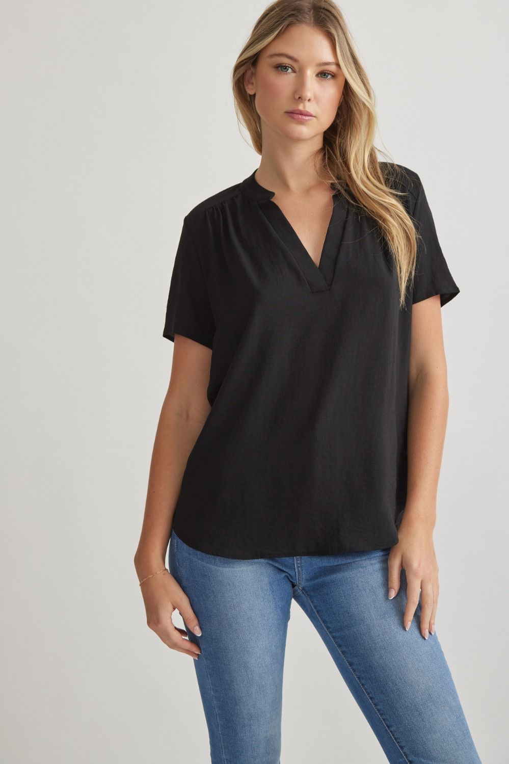 Solid V-neck Top