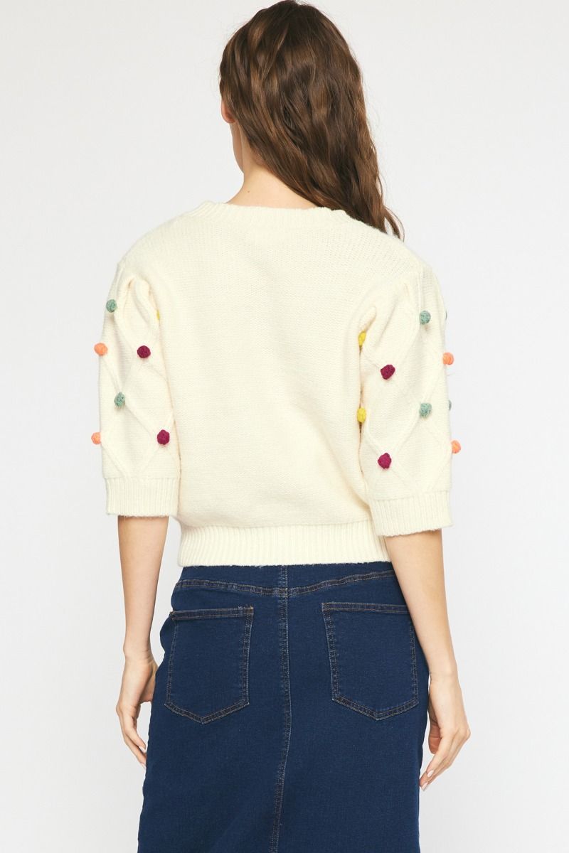 Pom pom cropped sweater