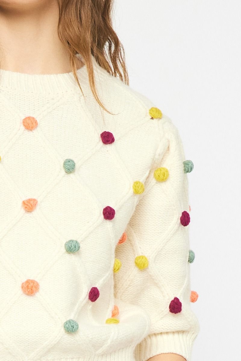 Pom pom cropped sweater