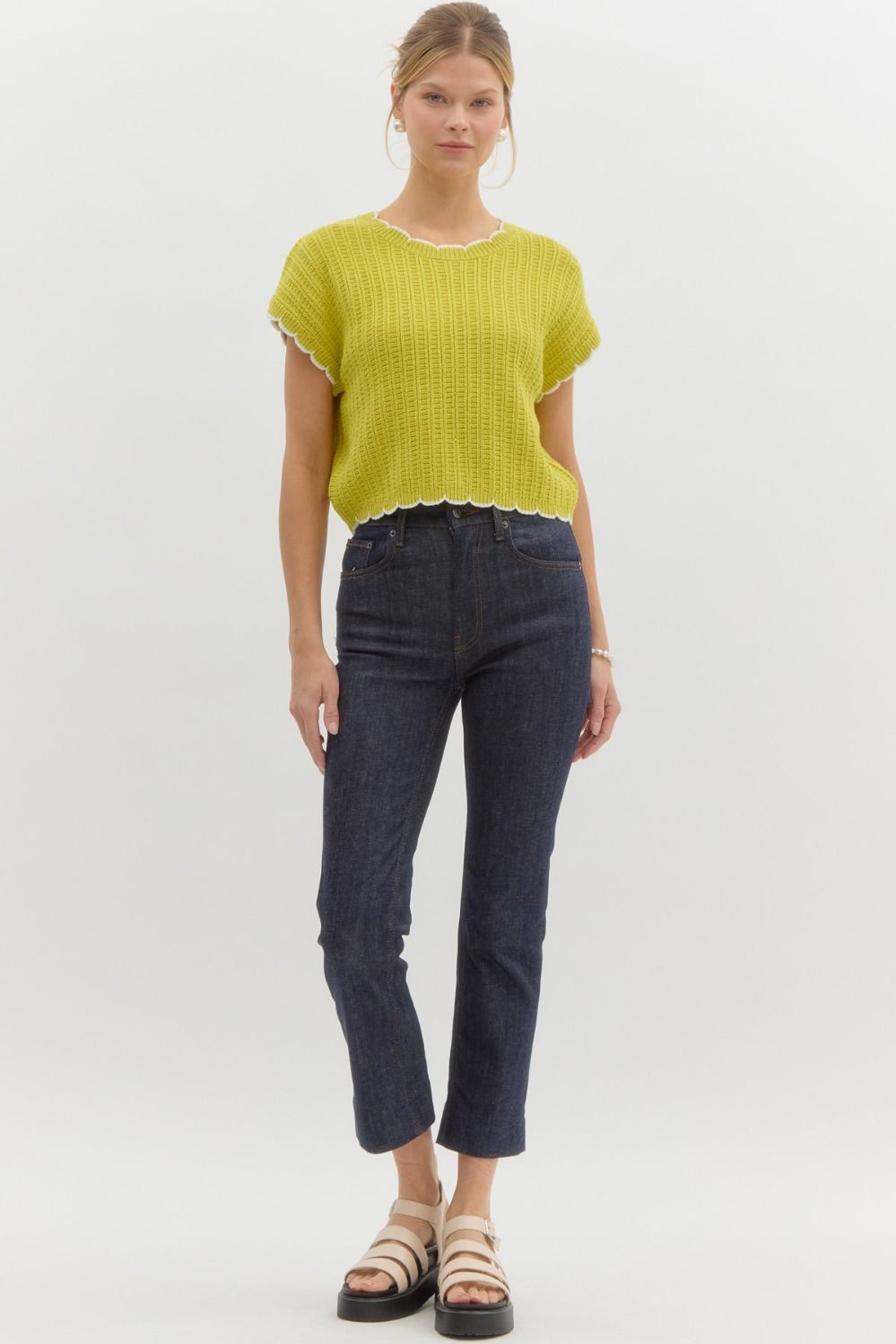 Solid Scallop Edge Top - Lime