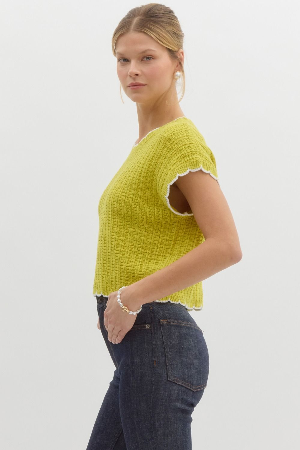 Solid Scallop Edge Top - Lime