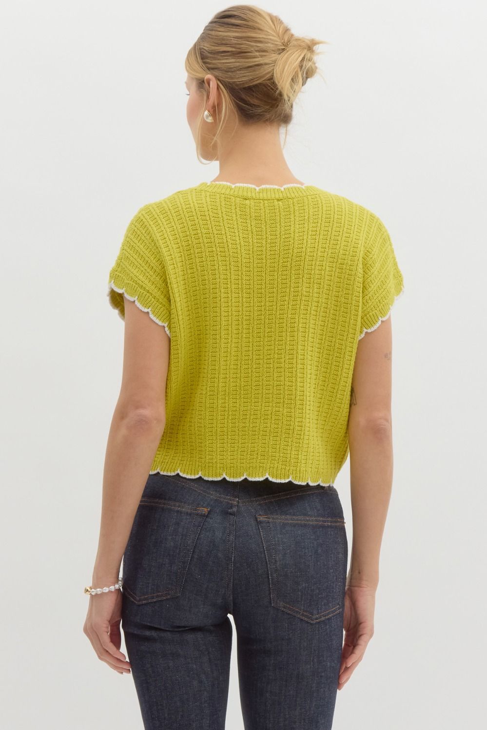 Solid Scallop Edge Top - Lime