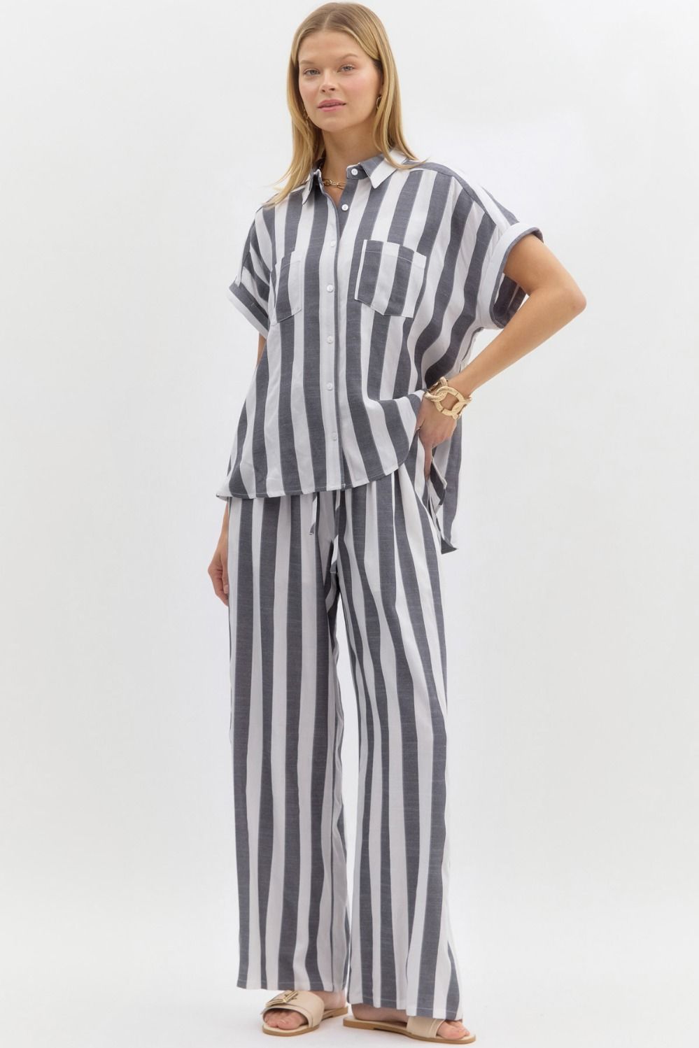 Stripe Short Sleeve Top (S-3X)