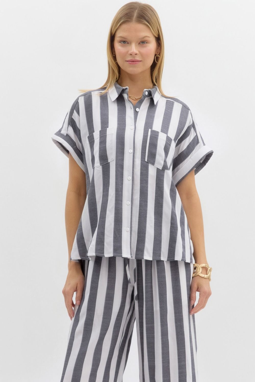 Stripe Short Sleeve Top (S-3X)