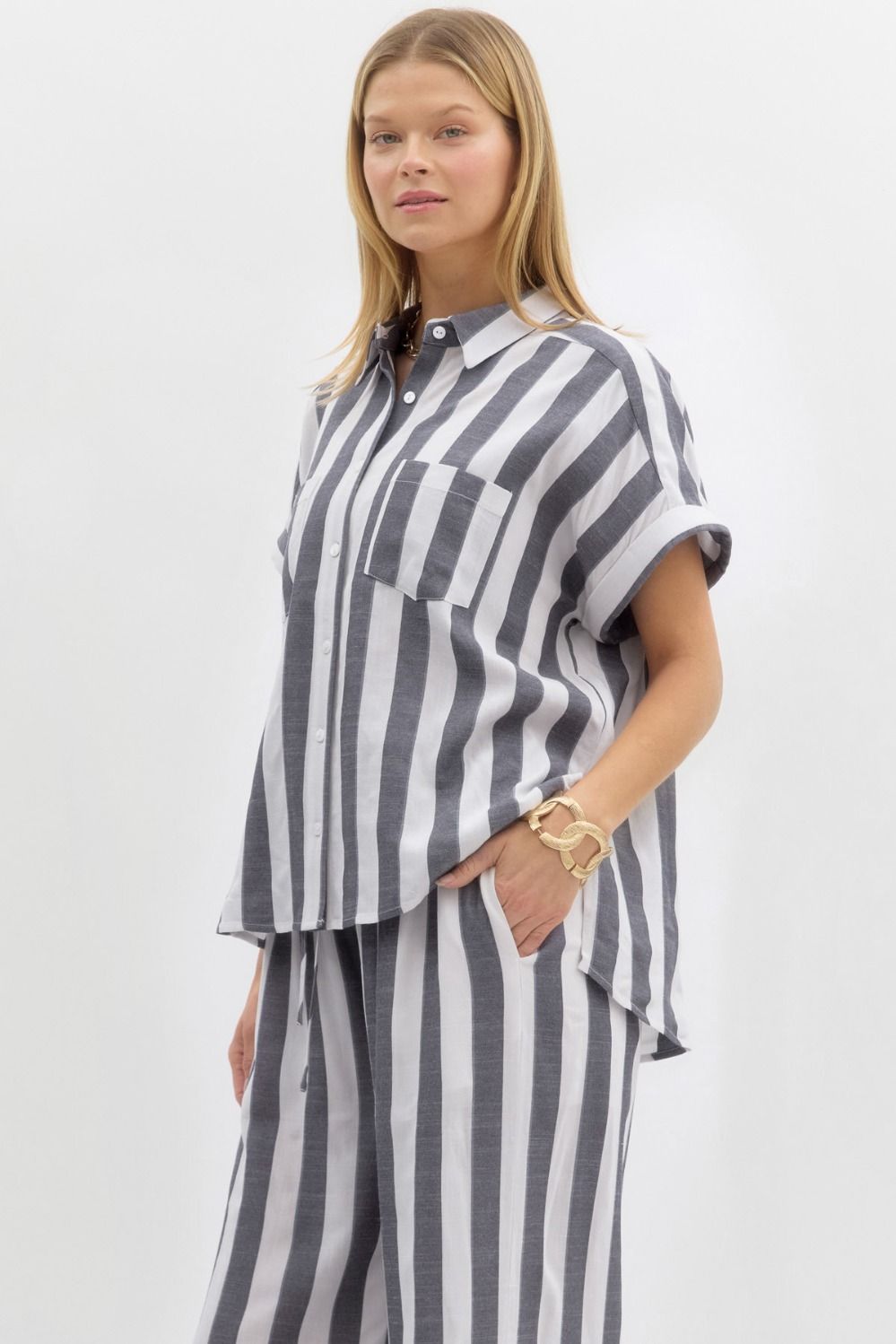 Stripe Short Sleeve Top (S-3X)