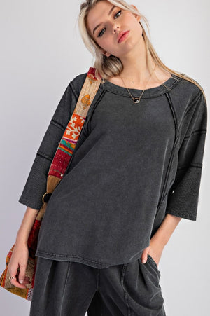 Mineral Washed Terry Knit Top