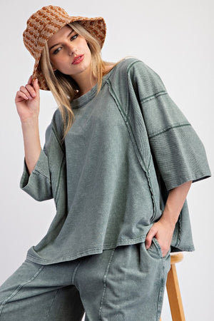 Mineral Washed Terry Knit Top