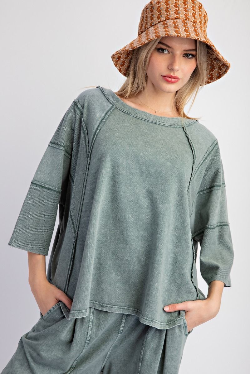 Mineral Washed Terry Knit Top