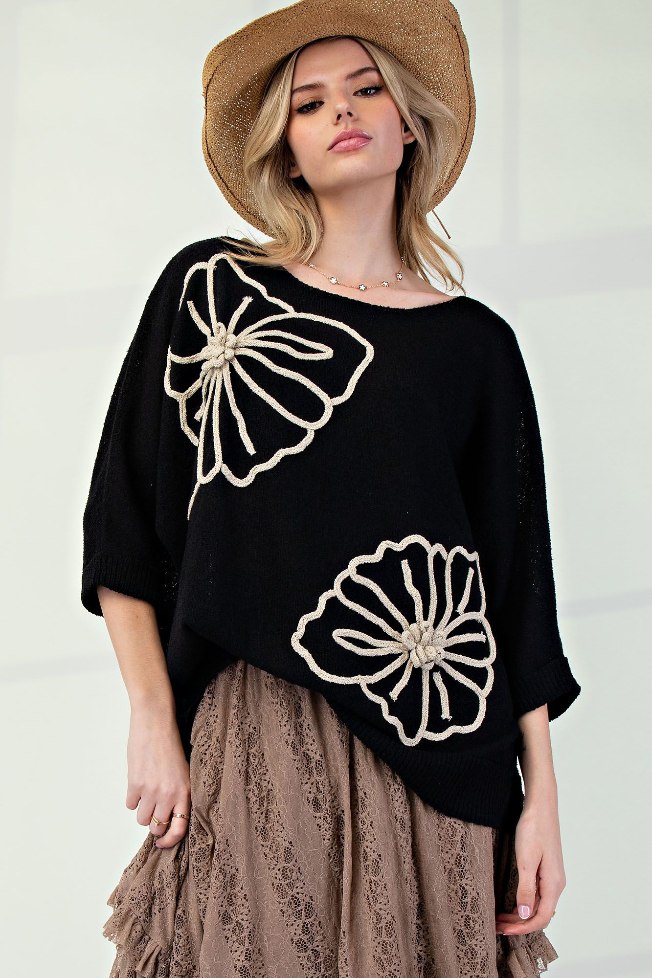 Flower Knit Sweater Top