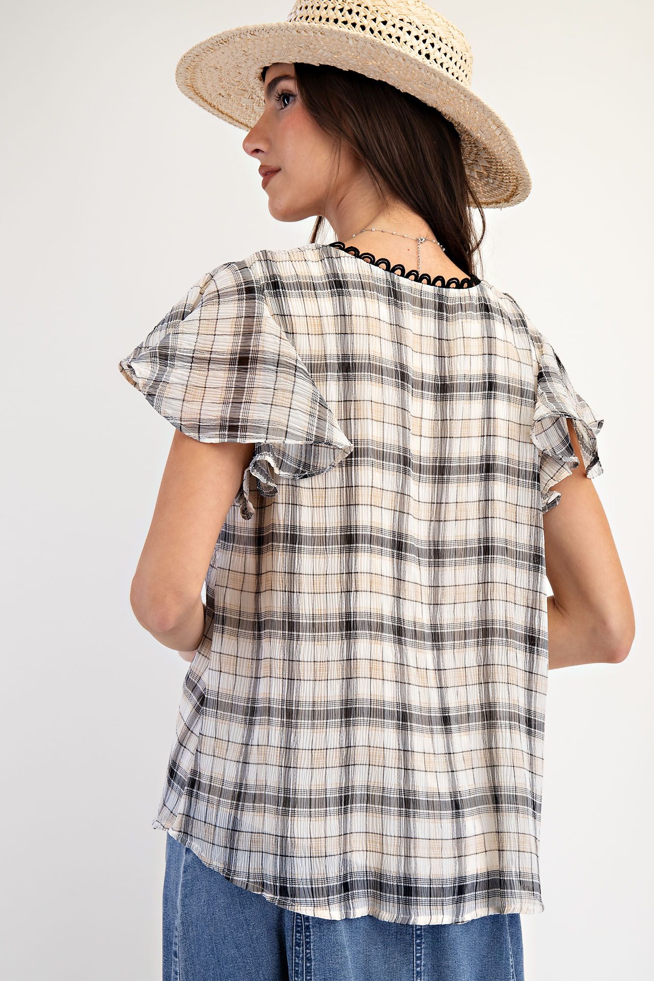 Plaid Chiffon Top