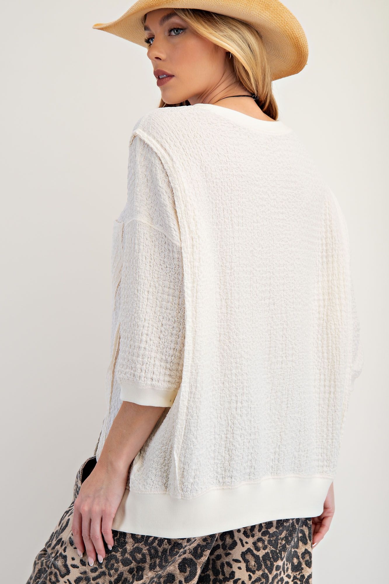 Popcorn Knit Oversized Top