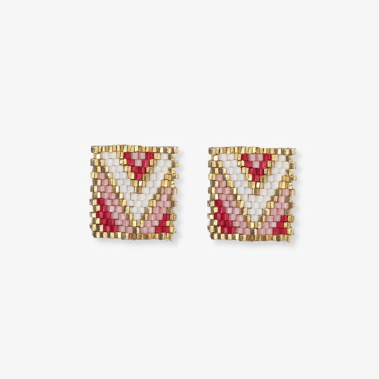 Rectangle Post Beaded Earrings Blush