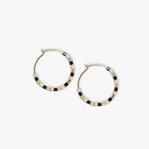 Mixed Beaded Hoop Earrings Black