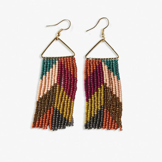 Whitney Chevron Beaded Fringe Earrings