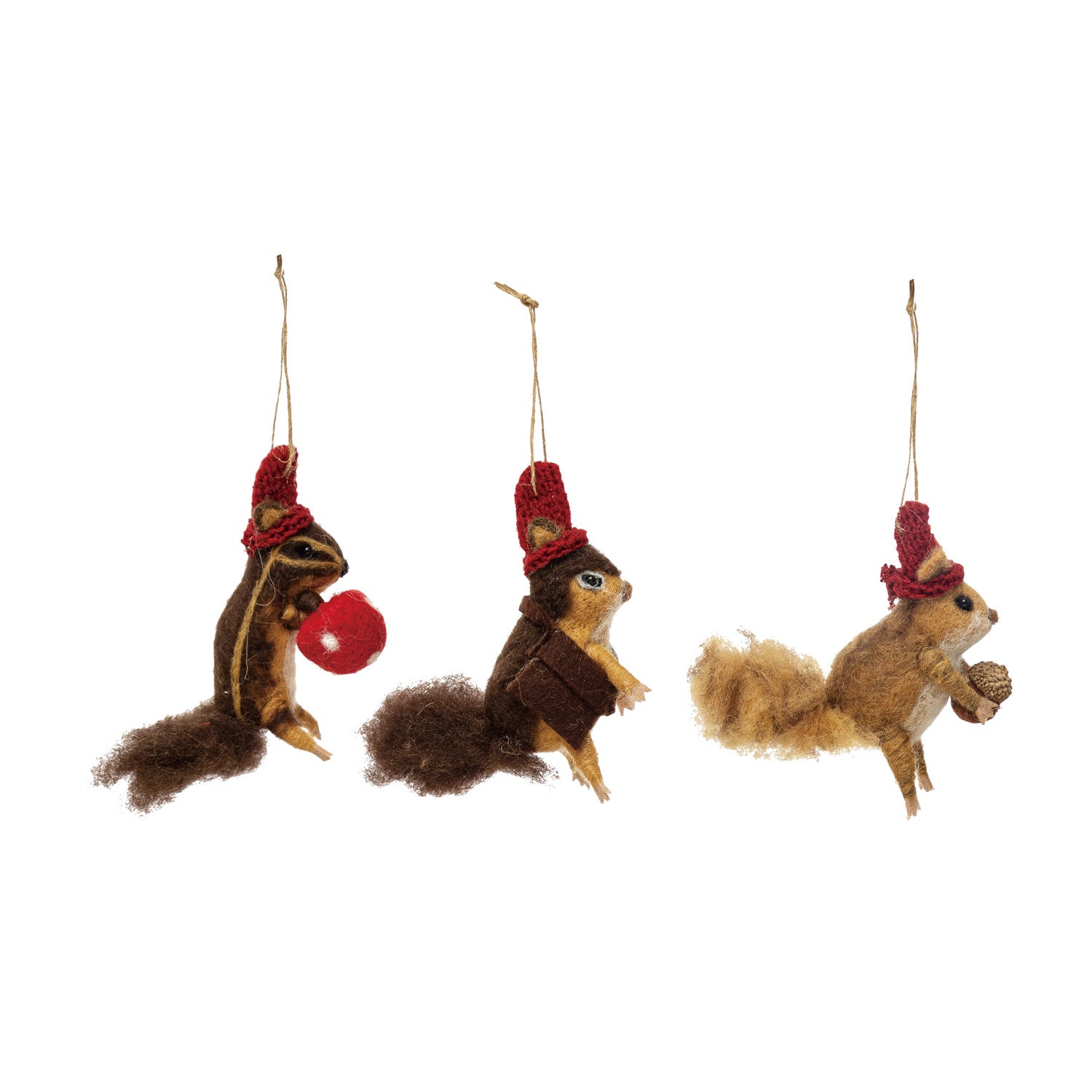 Wool Felt Squirrel in Hat Ornament