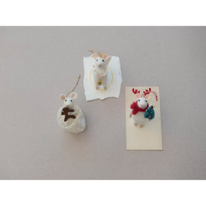 Wool Felt Mouse w/ Holiday Accessories Ornament