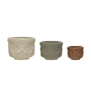 Decorative Stoneware Santa Containers, Set of 3