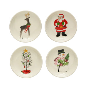 4" Round Stoneware Plate w/ Holiday Image