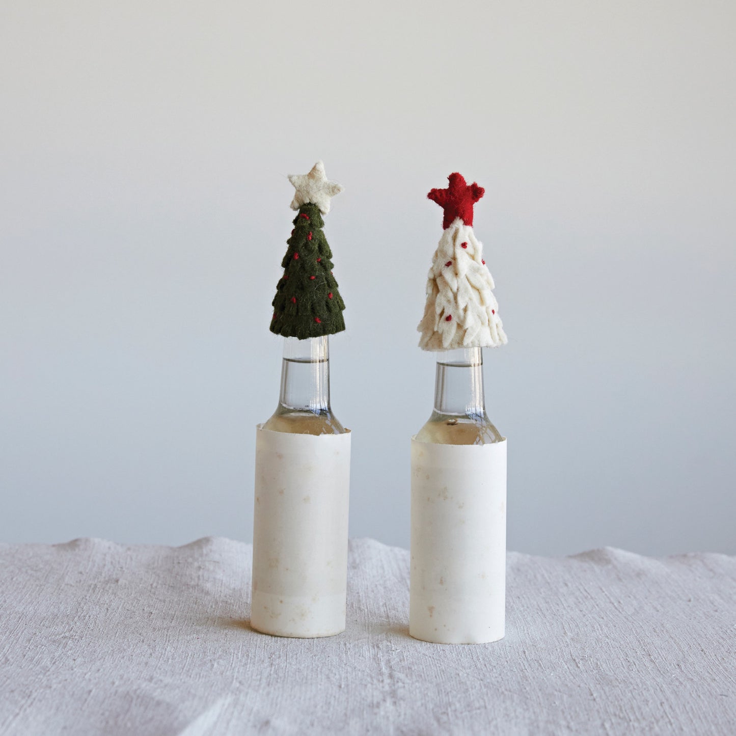 Handmade Wool Felt Tree w/ Star Bottle Topper