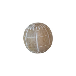 Hand-Carved Mango Wood Ball w/ Pattern