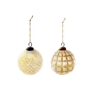 Embossed Recycled Glass Ball Ornament, Frosted Copper Finish