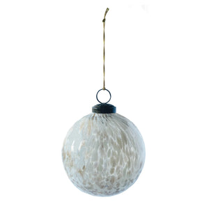 Recycled Confetti Glass Ball Ornament, White & Gold Finish