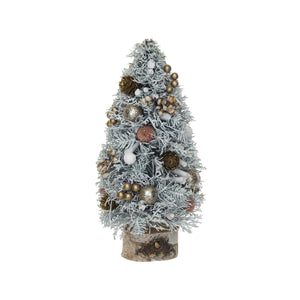 Christmas Tree w/ Ornaments, Pinecones, Glitter & Wood Slice Base