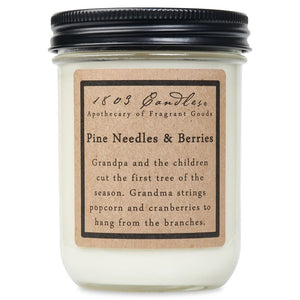 1803 Candle - Pine Needles & Berries - 14 oz. Glass Jar