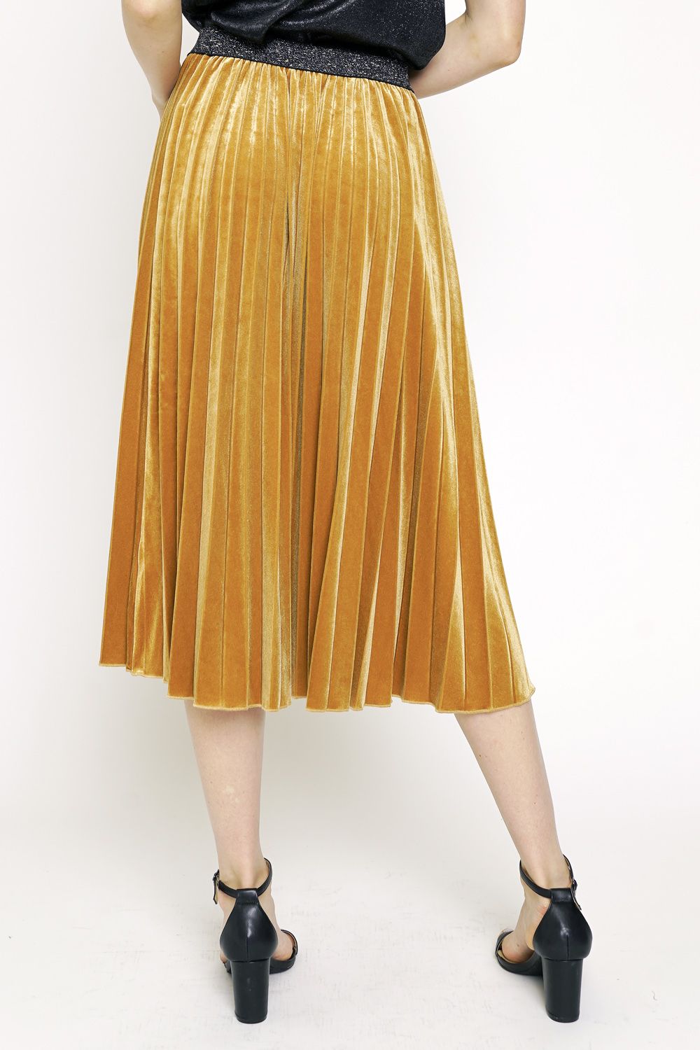 Pleated Velvet Skirt