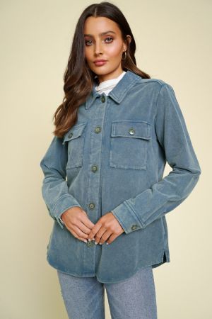 Washed Cotton Jacket - Denim Blue